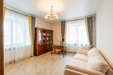 standard interior apartment. living room with sofa