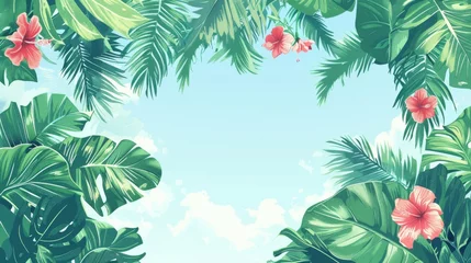  Summer Style Vector Illustration Border Banner Art Background with Empty Copy Space created with Generative AI Technology © Sentoriak