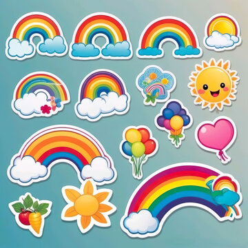 Dise&ntilde;o de pegatinas 3d arco iris 