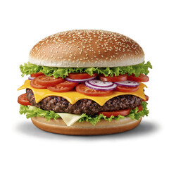 Huge hamburger on transparent background