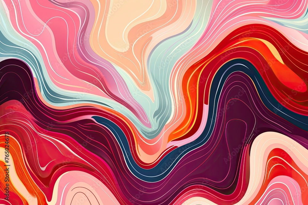 Poster abstract colorful background with seamless waves pattern and lines. resembles marble floor tiles in 