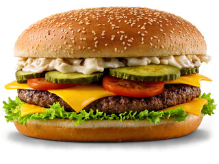 Huge hamburger on transparent background