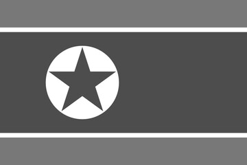 North Korea flag - greyscale monochrome vector illustration. Flag in black and white