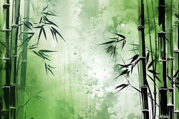 green bamboo background with grungy texture - obrazy, fototapety, plakaty
