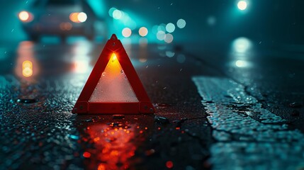 Triangle Emergency Red Warning on Road