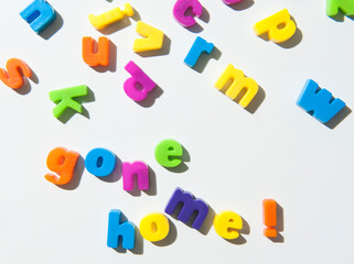 Fridge magnet letters spell 