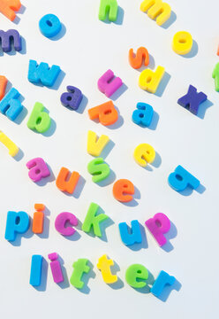 Fridge magnet letters spell pick up litter