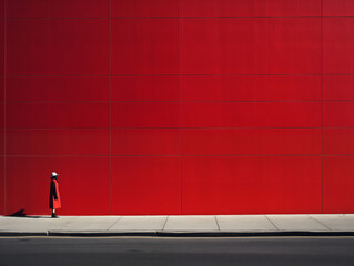 red wall and a girl