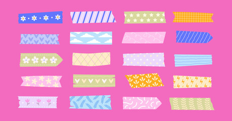 Washi tape element vector illustration set