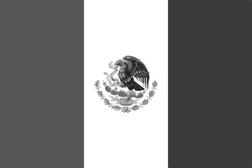Mexico flag - greyscale monochrome vector illustration. Flag in black and white