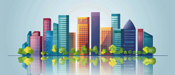 Smart building concept design for city illustration.