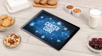 Tablet Pc with fruits, healthy concept