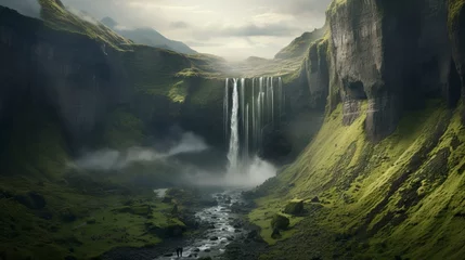  A big Waterfall coming down from a Green Mountain, A picture from Birds eyes © CREATIVE STOCK