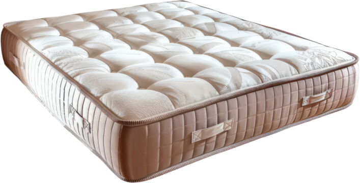 Comfortable quilted pillow-top mattress for restful sleep, cut out transparent