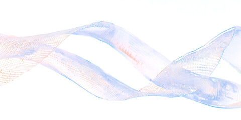 Ribbon made of a thin delicate medical mesh isolated on transparent png.
