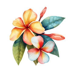 beautiful frangipani flower vector illustration in watercolour style