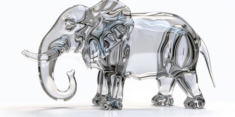 glass elephant isolated on white background