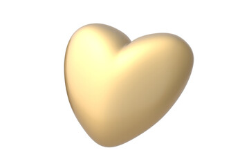 Golden heart isolated on white background. 3d render