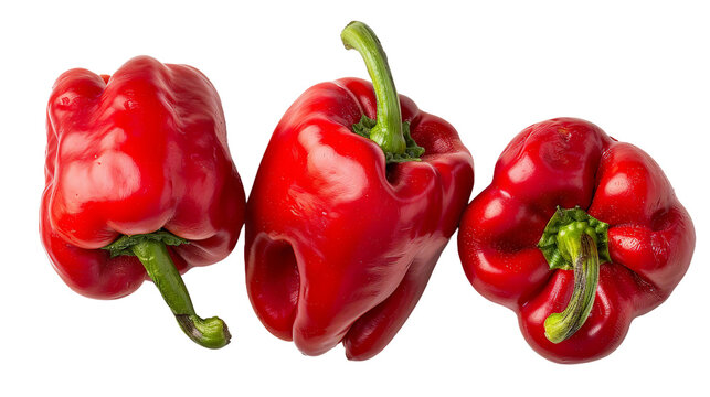 Vibrant Red Peppers Isolated on Transparent Background: Fresh Ingredients for Culinary Creations, Perfect for Healthy Cooking and Gourmet Dishes.