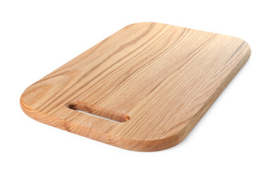One wooden cutting board on white background
