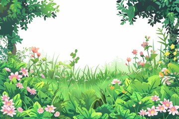 Obraz na płótnie Canvas Spring Style Vector Illustration Border Banner Art Background with Empty Copy Space created with Generative AI Technology