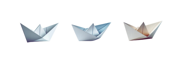 Naklejka premium Set of Paper boat, illustration, isolated over on transparent white background