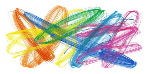 Lines scribbles, chalk isolated on transparent png.
