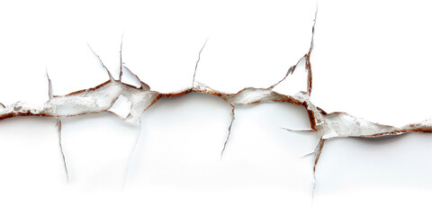 Long crack on glass, hyper realistic,  isolated on transparent png.
