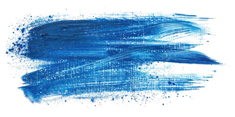 Blue ink brush stroke, Orange brush splashes isolated on transparent png.	