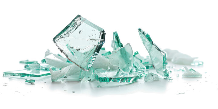 Glass shards shattered isolated on transparent png.	
