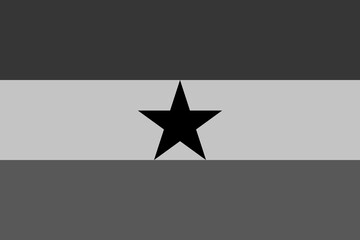 Ghana flag - greyscale monochrome vector illustration. Flag in black and white
