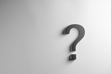 Question mark design with copy space on white background.