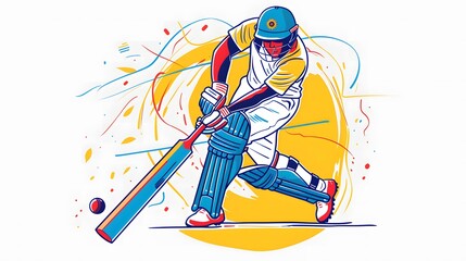 Fun Cricket Sport Illustration in Bright Colors

