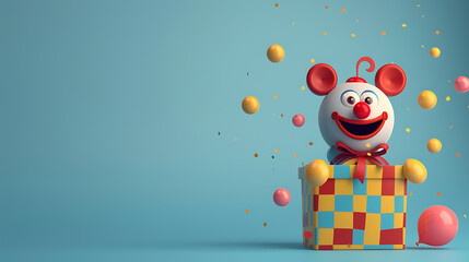 April Fools Day background banner with copy space for text, 1st April , a happy clown box