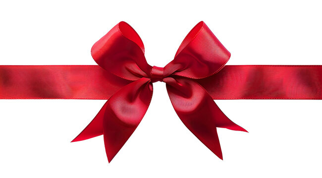 ribbon, red ribbon bow isolated on transparent background.