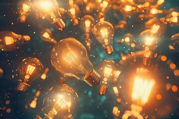 brain glowing of light bulb and light bokeh background. Creative and inspiration.Innovative technology.Energy and environmental concepts. generative ai