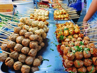 Grilled Meatballs  in the market