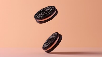 Delicious Oreo Cookies on brown background