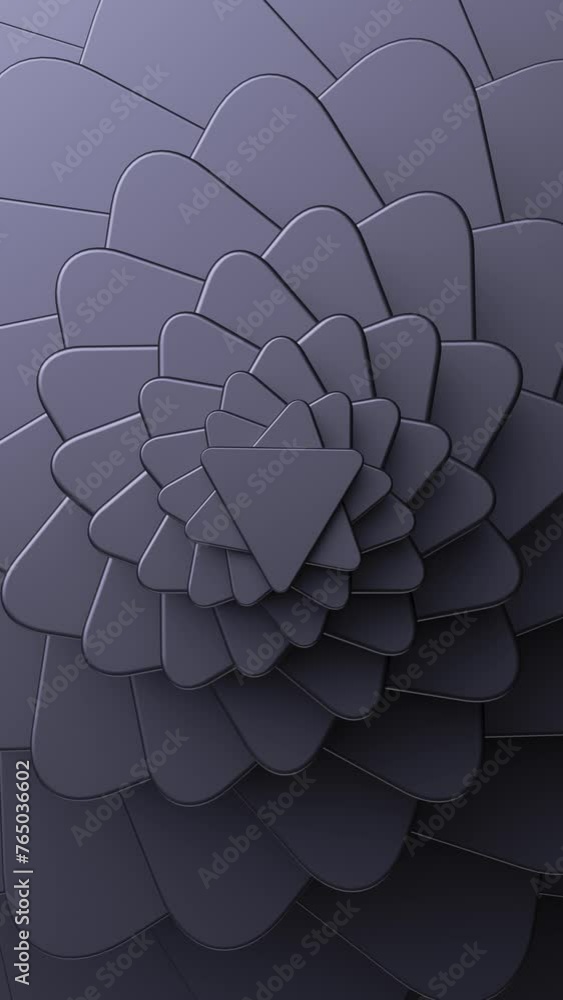 Aufkleber abstract minimalist geometric background. black flat triangular shapes spin and rotate. top view. lo