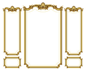 Naklejka premium Golden panel baroque cabinet wall