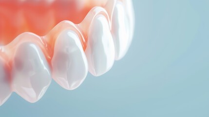 A minimalist image showcasing transparent dental braces on teeth, symbolizing modern orthodontic treatment and dental care - obrazy, fototapety, plakaty