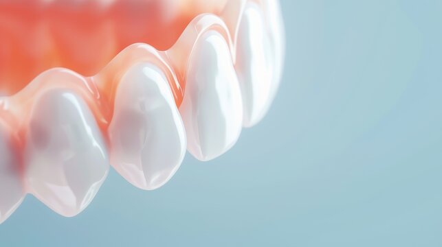 A minimalist image showcasing transparent dental braces on teeth, symbolizing modern orthodontic treatment and dental care