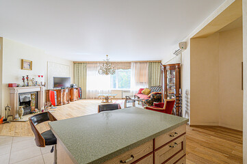 standard interior apartment. living room with sofa