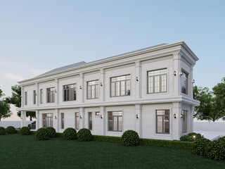 3D rendering 2 storey house design. with a modern classic concept.