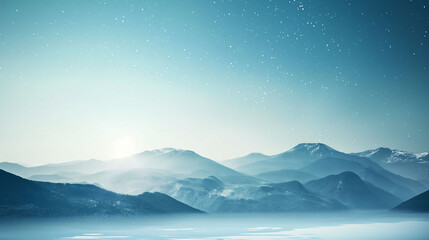 Tranquil Dawn in a Wintry Mountainous Realm

