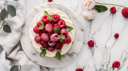 Gourmet Meringue Dessert with Fresh Berries and Mint
