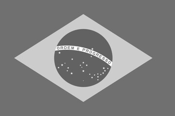 Brazil flag - greyscale monochrome vector illustration. Flag in black and white - 765038840