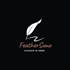 Feather sumo vector logo design 