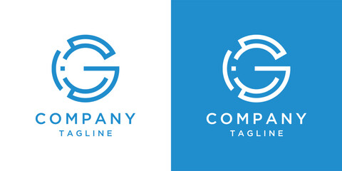 Company logo letter G , initial modern digital technology 