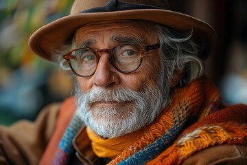 Man Wearing Hat and Glasses With Scarf